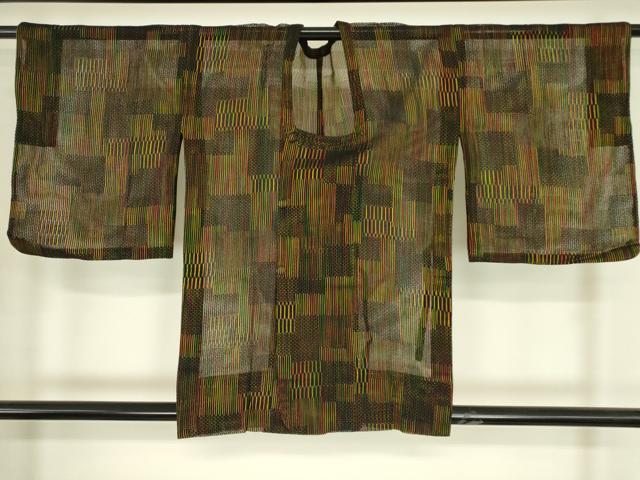 平和屋着物▽道行コート　スリーシーズン　春夏秋　塵除け　変わり格子　正絹　逸品　DABG0251az