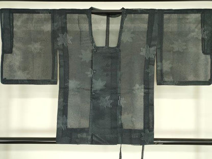 平和屋着物▽道行コート　スリーシーズン　春夏秋　塵除け　楓文　正絹　逸品　DABG0252az