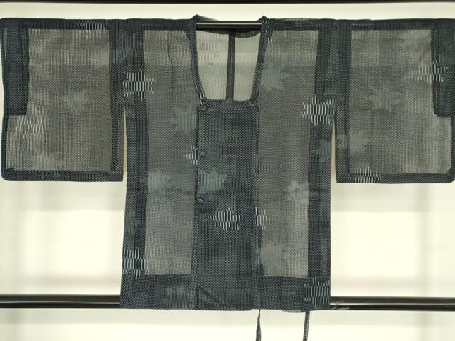 平和屋着物▽道行コート　スリーシーズン　春夏秋　塵除け　楓文　正絹　逸品　DABG0252az