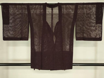 平和屋着物▽道行コート　スリーシーズン　春夏秋　塵除け　幾何学文　正絹　逸品　DABG0255az