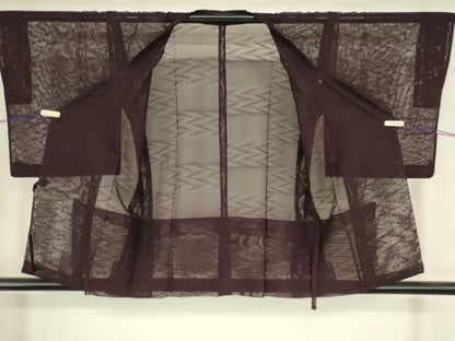 平和屋着物▽道行コート　スリーシーズン　春夏秋　塵除け　幾何学文　正絹　逸品　DABG0255az