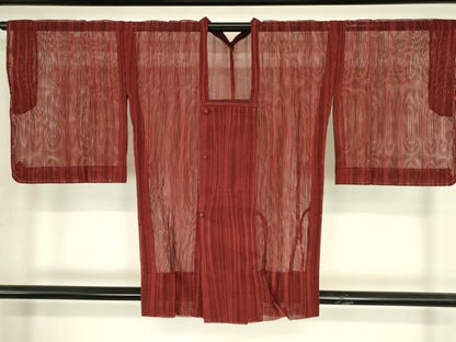 平和屋着物▽道行コート　スリーシーズン　春夏秋　塵除け　縞　正絹　逸品　DABG0256az