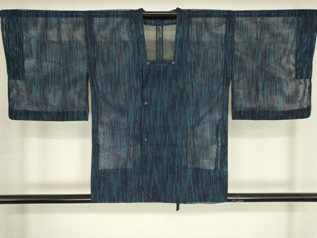 平和屋着物▽道行コート　スリーシーズン　春夏秋　塵除け　変わり斜線文　正絹　逸品　DABG0258az