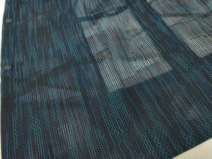 平和屋着物▽道行コート　スリーシーズン　春夏秋　塵除け　変わり斜線文　正絹　逸品　DABG0258az