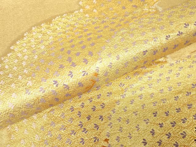 平和屋着物▼六通柄袋帯　作家物　言砂松　金糸　正絹　逸品　DABG0262az