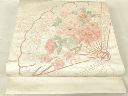 平和屋着物▼中国三大刺繍　相良刺繍　総刺繍　太鼓柄袋帯　檜扇牡丹文　金糸　引箔　正絹　逸品　DABG0265az