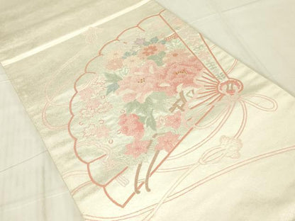 平和屋着物▼中国三大刺繍　相良刺繍　総刺繍　太鼓柄袋帯　檜扇牡丹文　金糸　引箔　正絹　逸品　DABG0265az