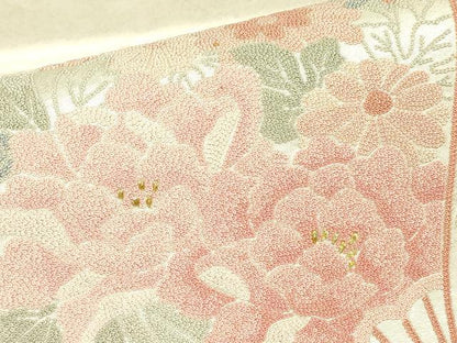 平和屋着物▼中国三大刺繍　相良刺繍　総刺繍　太鼓柄袋帯　檜扇牡丹文　金糸　引箔　正絹　逸品　DABG0265az