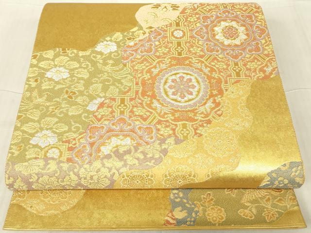 平和屋着物▼六通柄袋帯　慶祥錦　道長名物裂紋　金銀糸　引箔　正絹　逸品　DABG0272az