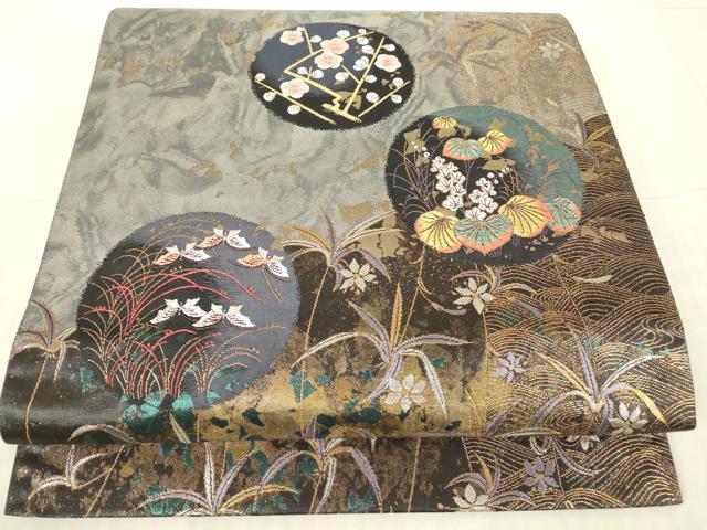 平和屋着物●西陣　とみや織物謹製　とみや帯　六通柄袋帯　清香の詩　引箔袋　金銀糸　正絹　逸品　DABG0305az