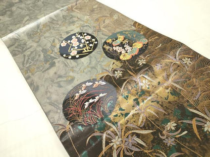 平和屋着物●西陣　とみや織物謹製　とみや帯　六通柄袋帯　清香の詩　引箔袋　金銀糸　正絹　逸品　DABG0305az