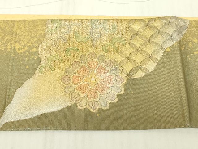 平和屋着物▼中国三大刺繍　スワトウ刺繍　汕頭刺繍　つけ帯　螺鈿　正倉院蜀江花鳥文　金銀彩　正絹　逸品　DABG0348az
