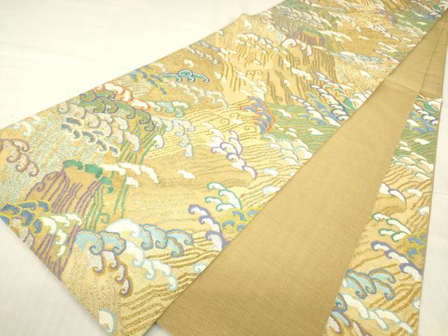 平和屋着物▽明綴れ　袋帯　スリーシーズン　春夏秋　立波文　金銀糸　正絹　逸品　DABG0363az
