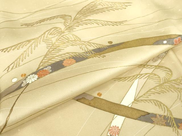 平和屋着物▽訪問着　単衣　駒刺繍　蔓帯花文　金彩　正絹　逸品　DABG0397az