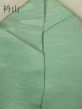 平和屋着物▽上質な色無地　単衣　雲霞地紋　錆青磁色　正絹　逸品　DABG0398az