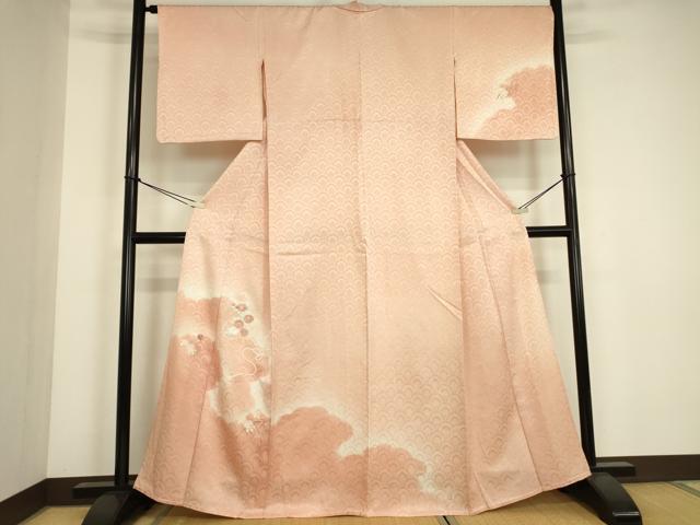 平和屋着物▽訪問着　単衣　刺繍　花車文　暈し染め　正絹　逸品　DABG0399az