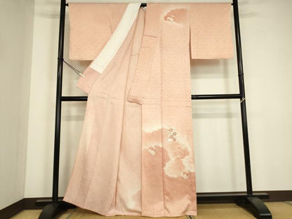 平和屋着物▽訪問着　単衣　刺繍　花車文　暈し染め　正絹　逸品　DABG0399az