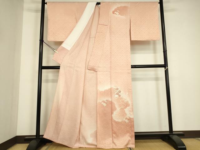 平和屋着物▽訪問着　単衣　刺繍　花車文　暈し染め　正絹　逸品　DABG0399az