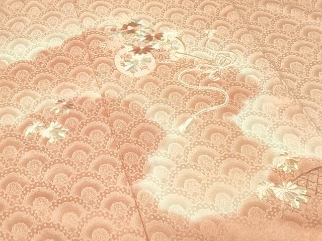 平和屋着物▽訪問着　単衣　刺繍　花車文　暈し染め　正絹　逸品　DABG0399az