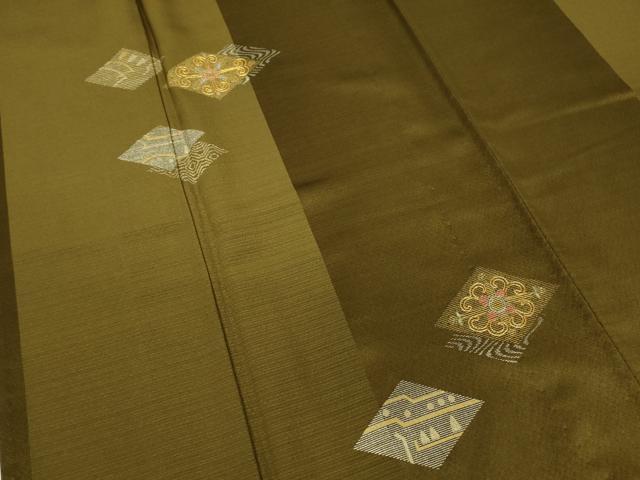 平和屋着物▽訪問着　単衣　駒刺繍　竹屋町刺繍　菱花文　金銀彩　正絹　逸品　未使用　DABG0414az