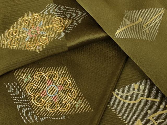 平和屋着物▽訪問着　単衣　駒刺繍　竹屋町刺繍　菱花文　金銀彩　正絹　逸品　未使用　DABG0414az