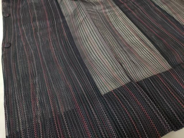 平和屋着物▽道行コート　スリーシーズン　春夏秋　塵除け　よろけ縞　正絹　逸品　DABG0416az