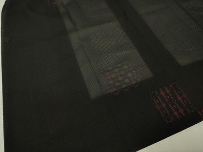 平和屋着物▽道行コート　スリーシーズン　春夏秋　塵除け　色紙花文　黒地　正絹　逸品　DABG0417az