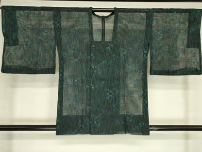 平和屋着物▽道行コート　スリーシーズン　春夏秋　塵除け　市松紋紗　正絹　逸品　DABG0421az