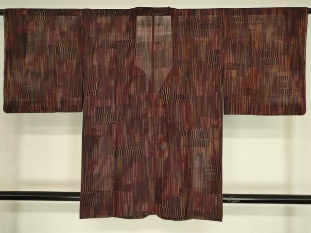 平和屋着物▽道行コート　スリーシーズン　春夏秋　塵除け　変わり格子　正絹　逸品　未使用　DABG0424az