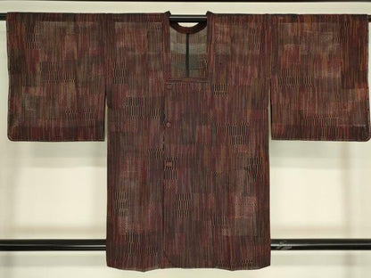 平和屋着物▽道行コート　スリーシーズン　春夏秋　塵除け　変わり格子　正絹　逸品　未使用　DABG0424az