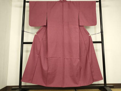 平和屋着物●上質な紬　背抜き　浅蘇芳色　正絹　逸品　DABG0433az