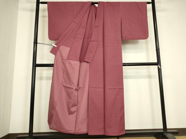 平和屋着物●上質な紬　背抜き　浅蘇芳色　正絹　逸品　DABG0433az