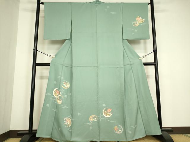 平和屋着物▽訪問着　単衣　花丸文　金彩　正絹　逸品　DABG0435az