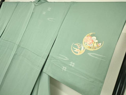 平和屋着物▽訪問着　単衣　花丸文　金彩　正絹　逸品　DABG0435az