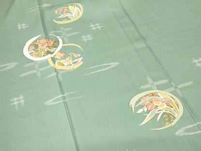 平和屋着物▽訪問着　単衣　花丸文　金彩　正絹　逸品　DABG0435az