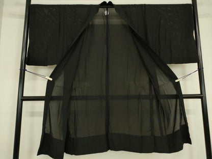 平和屋着物▽男性　長羽織　スリーシーズン　春夏秋　塵除け　絽　黒地　キングサイズ　正絹　逸品　DABG0436az