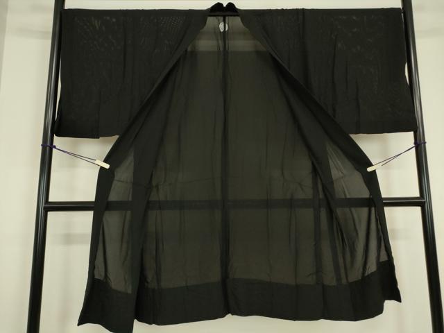 平和屋着物▽男性　長羽織　スリーシーズン　春夏秋　塵除け　絽　黒地　キングサイズ　正絹　逸品　DABG0436az