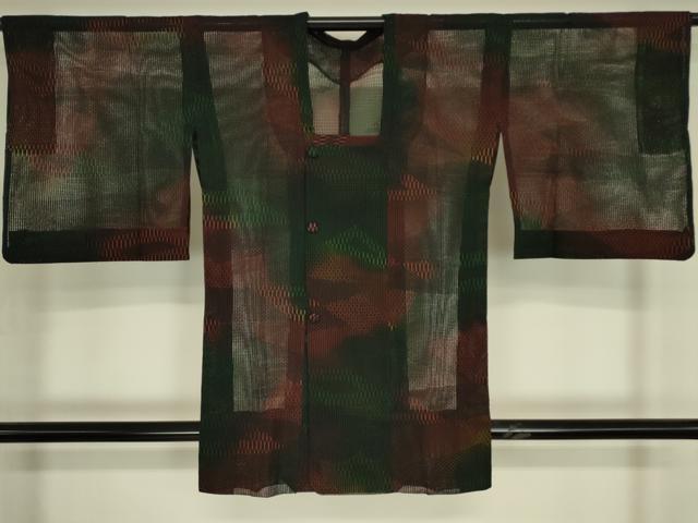 平和屋着物▽道行コート　スリーシーズン　春夏秋　塵除け　幾何学文　正絹　逸品　DABG0439az