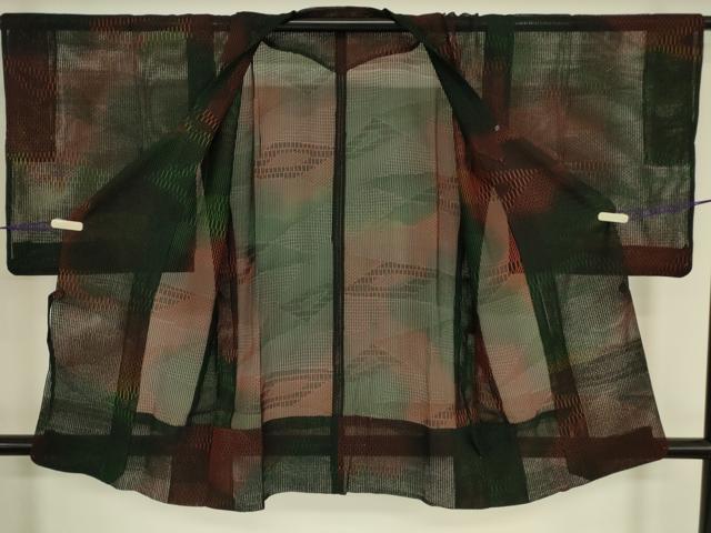 平和屋着物▽道行コート　スリーシーズン　春夏秋　塵除け　幾何学文　正絹　逸品　DABG0439az