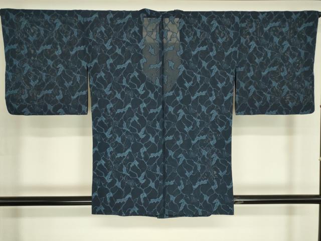 平和屋着物▽道行コート　スリーシーズン　春夏秋　塵除け　蔦の葉文　正絹　逸品　DABG0441az