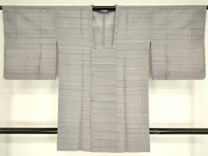平和屋着物▽道行コート　スリーシーズン　春夏秋　塵除け　横段紋紗　薄色　正絹　逸品　DABG0442az
