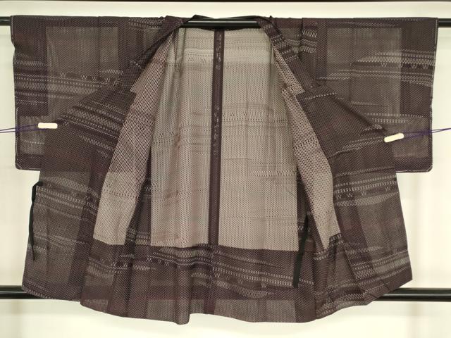 平和屋着物▽道行コート　スリーシーズン　春夏秋　塵除け　霞文　正絹　逸品　未使用　DABG0443az