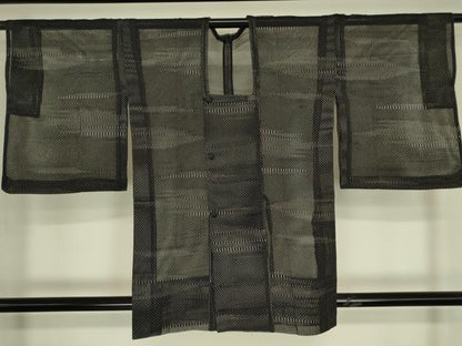 平和屋着物▽道行コート　スリーシーズン　春夏秋　塵除け　横段文　正絹　逸品　DABG0444az