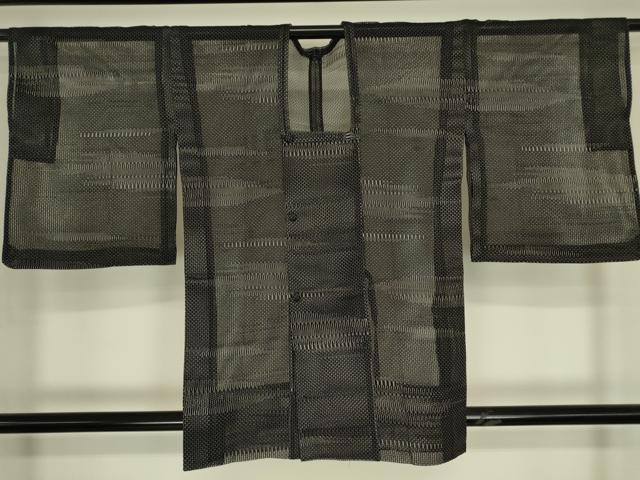平和屋着物▽道行コート　スリーシーズン　春夏秋　塵除け　横段文　正絹　逸品　DABG0444az