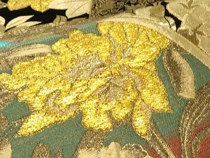 平和屋着物▼六通柄袋帯　牡丹文　金銀糸　正絹　逸品　DABG0456az