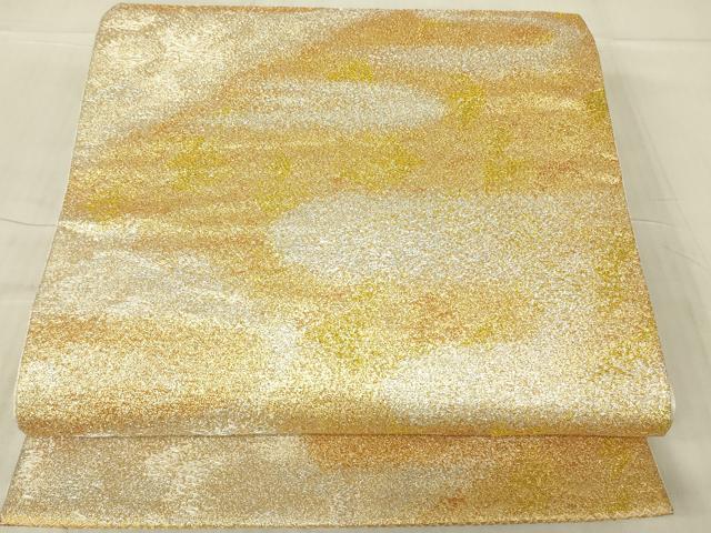 平和屋着物▼六通柄袋帯　霞文　金銀糸　正絹　逸品　DABG0457az