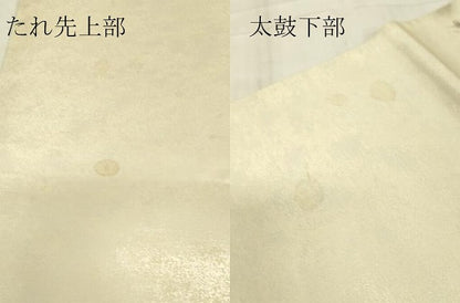 平和屋着物▼太鼓柄袋帯　作家物　手描き　水辺風景樹林文　引箔　正絹　逸品　DABG0485az