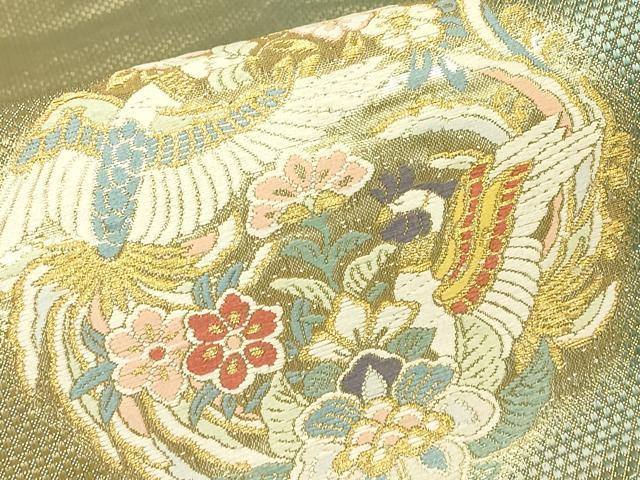 平和屋着物▼六通柄袋帯　正倉院花鳥文　金糸　正絹　逸品　DABG0529az
