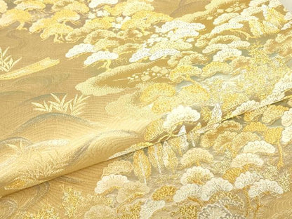 平和屋着物▼六通柄袋帯　日本三景の内　天の橋立　金銀糸　反端付き　正絹　逸品　DABG0589az