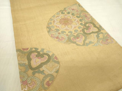 平和屋着物＊夏物　絽刺し　区限刺繍　総刺繍　太鼓柄袋帯　正倉院花文　金糸　正絹　逸品　DABG0616az